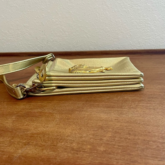 Vintage 1980s Nima Gold Tiger Brooch Triple Pocket Women’s Crossbody Bag Purse - Picture 9 of 13